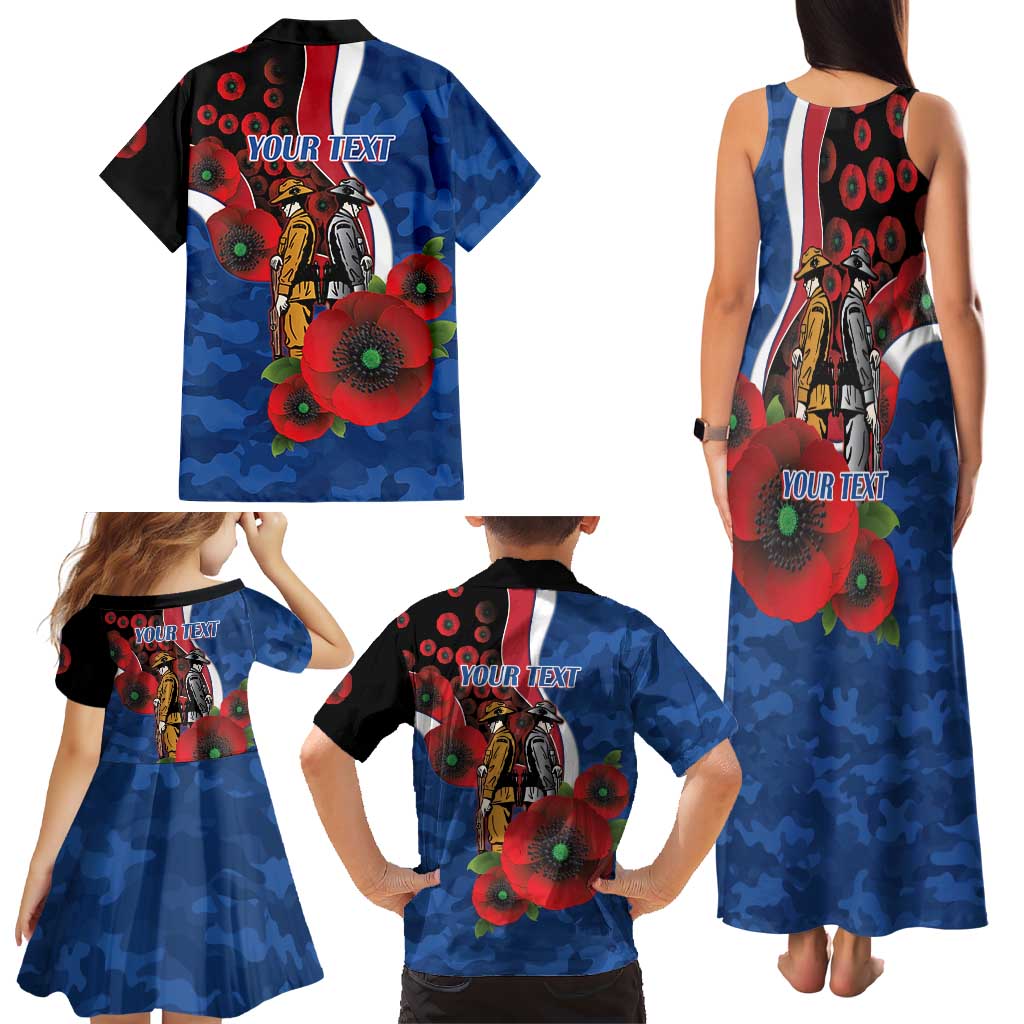 Western Bulldogs ANZAC Personalised Family Matching Tank Maxi Dress and Hawaiian Shirt Lest We Forget Poppy Camo