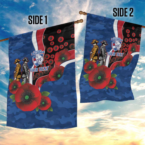 Western Bulldogs ANZAC Personalised Garden Flag Lest We Forget Poppy Camo