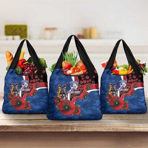 Western Bulldogs ANZAC Personalised Grocery Bag Lest We Forget Poppy Camo
