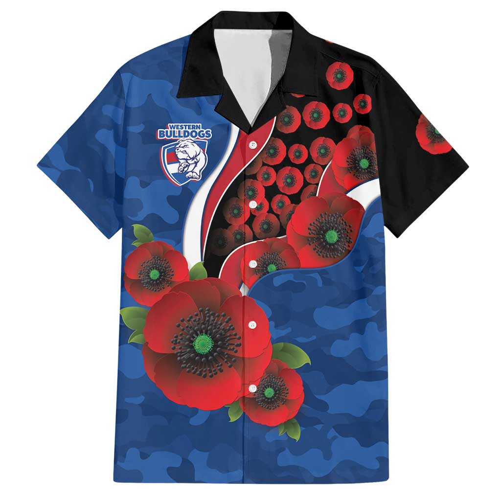 Western Bulldogs ANZAC Personalised Hawaiian Shirt Lest We Forget Poppy Camo