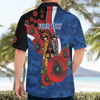Western Bulldogs ANZAC Personalised Hawaiian Shirt Lest We Forget Poppy Camo