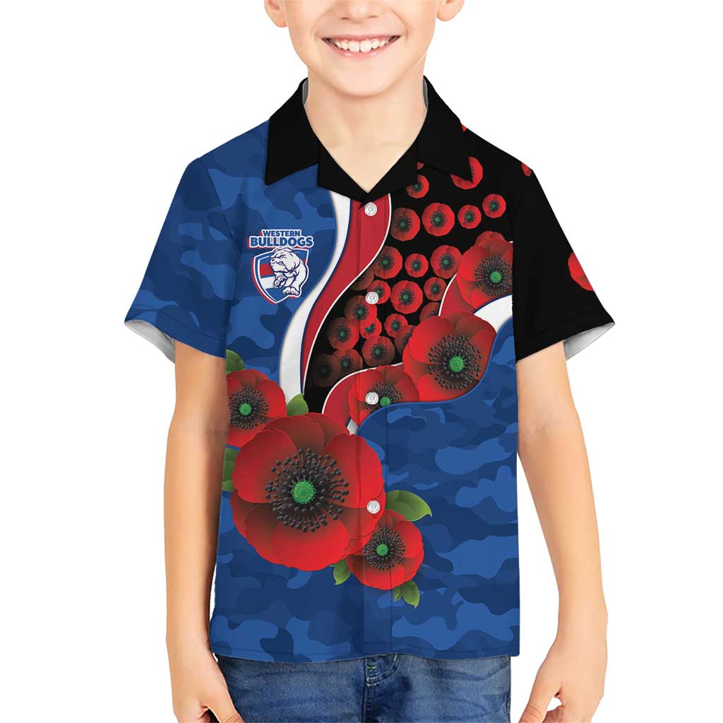 Western Bulldogs ANZAC Personalised Hawaiian Shirt Lest We Forget Poppy Camo