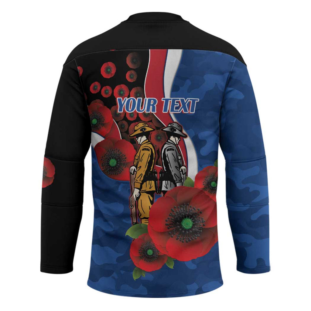 Western Bulldogs ANZAC Personalised Hockey Jersey Lest We Forget Poppy Camo