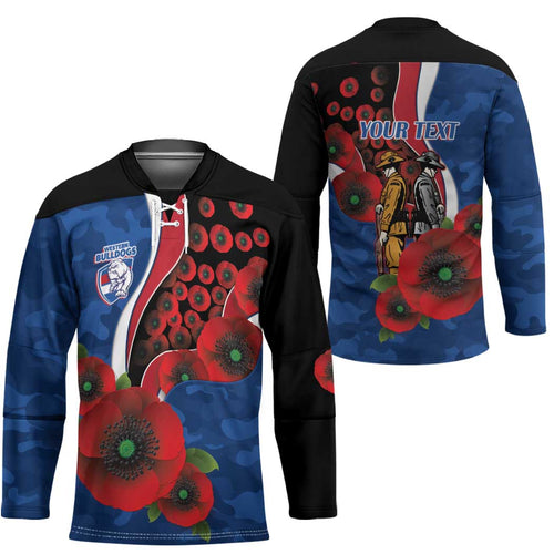 Western Bulldogs ANZAC Personalised Hockey Jersey Lest We Forget Poppy Camo