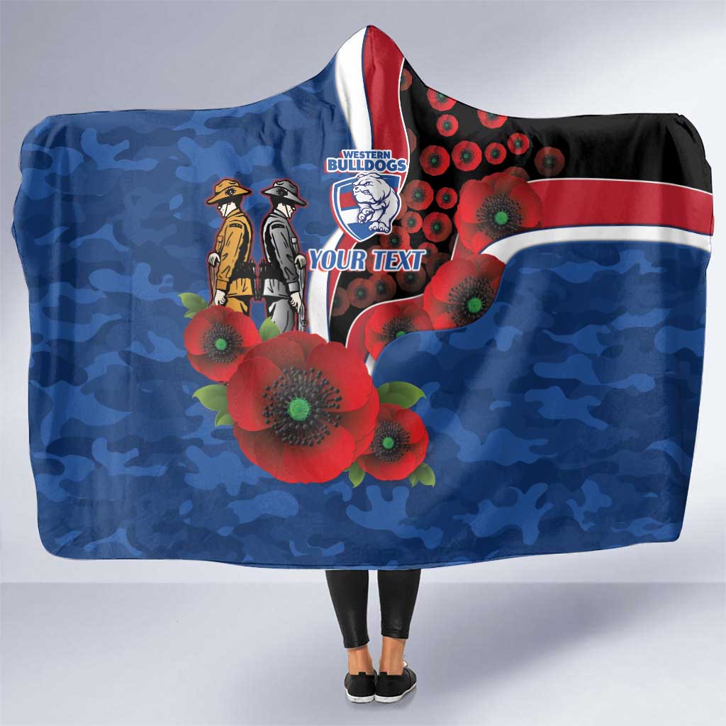 Western Bulldogs ANZAC Personalised Hooded Blanket Lest We Forget Poppy Camo