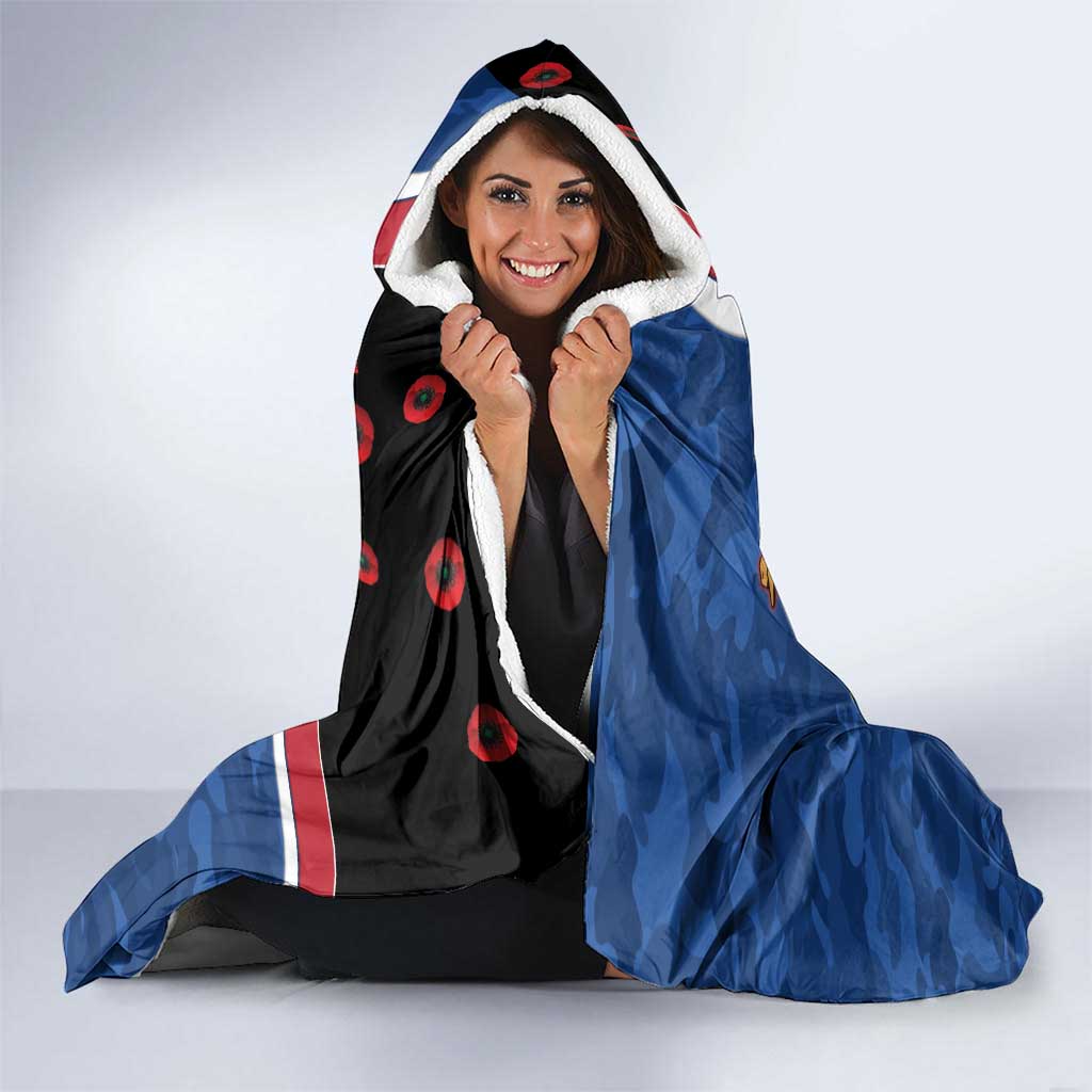 Western Bulldogs ANZAC Personalised Hooded Blanket Lest We Forget Poppy Camo
