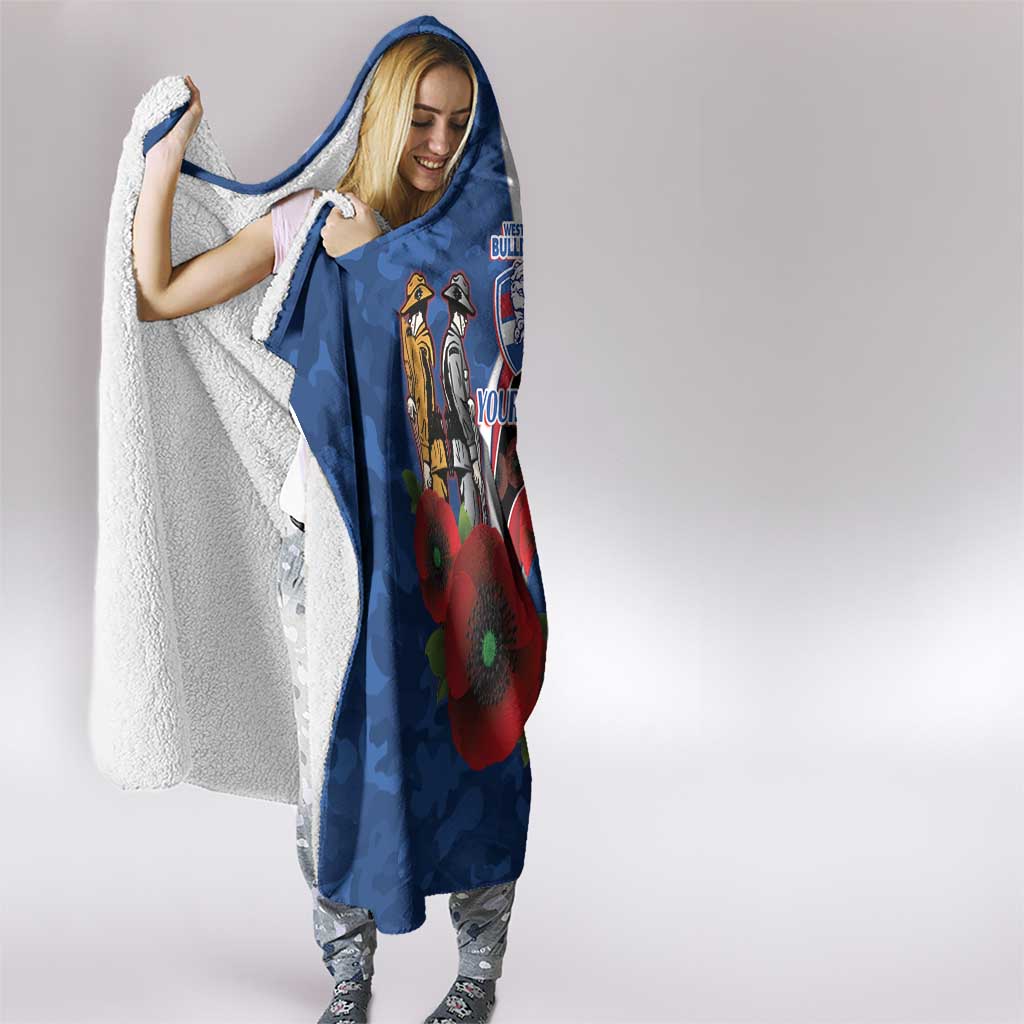Western Bulldogs ANZAC Personalised Hooded Blanket Lest We Forget Poppy Camo