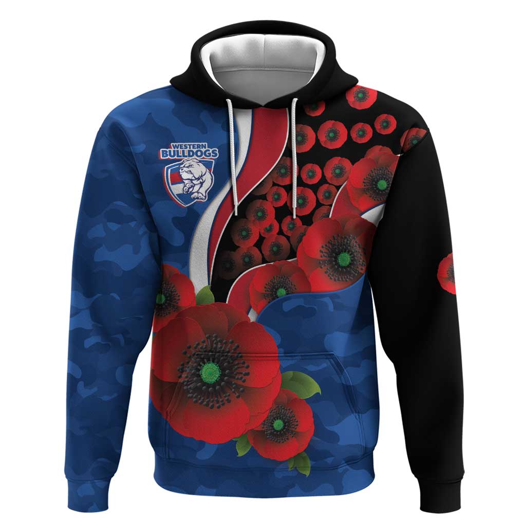 Western Bulldogs ANZAC Personalised Hoodie Lest We Forget Poppy Camo