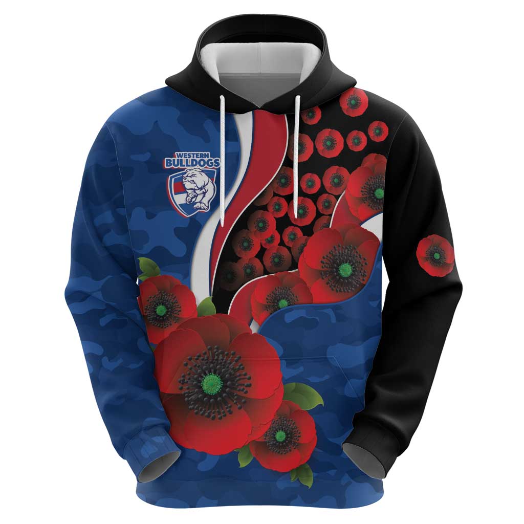 Western Bulldogs ANZAC Personalised Hoodie Lest We Forget Poppy Camo