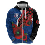 Western Bulldogs ANZAC Personalised Hoodie Lest We Forget Poppy Camo