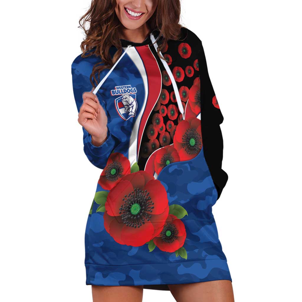 Western Bulldogs ANZAC Personalised Hoodie Dress Lest We Forget Poppy Camo