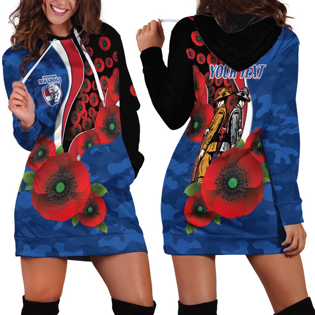 Western Bulldogs ANZAC Personalised Hoodie Dress Lest We Forget Poppy Camo