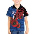 Western Bulldogs ANZAC Personalised Kid Hawaiian Shirt Lest We Forget Poppy Camo