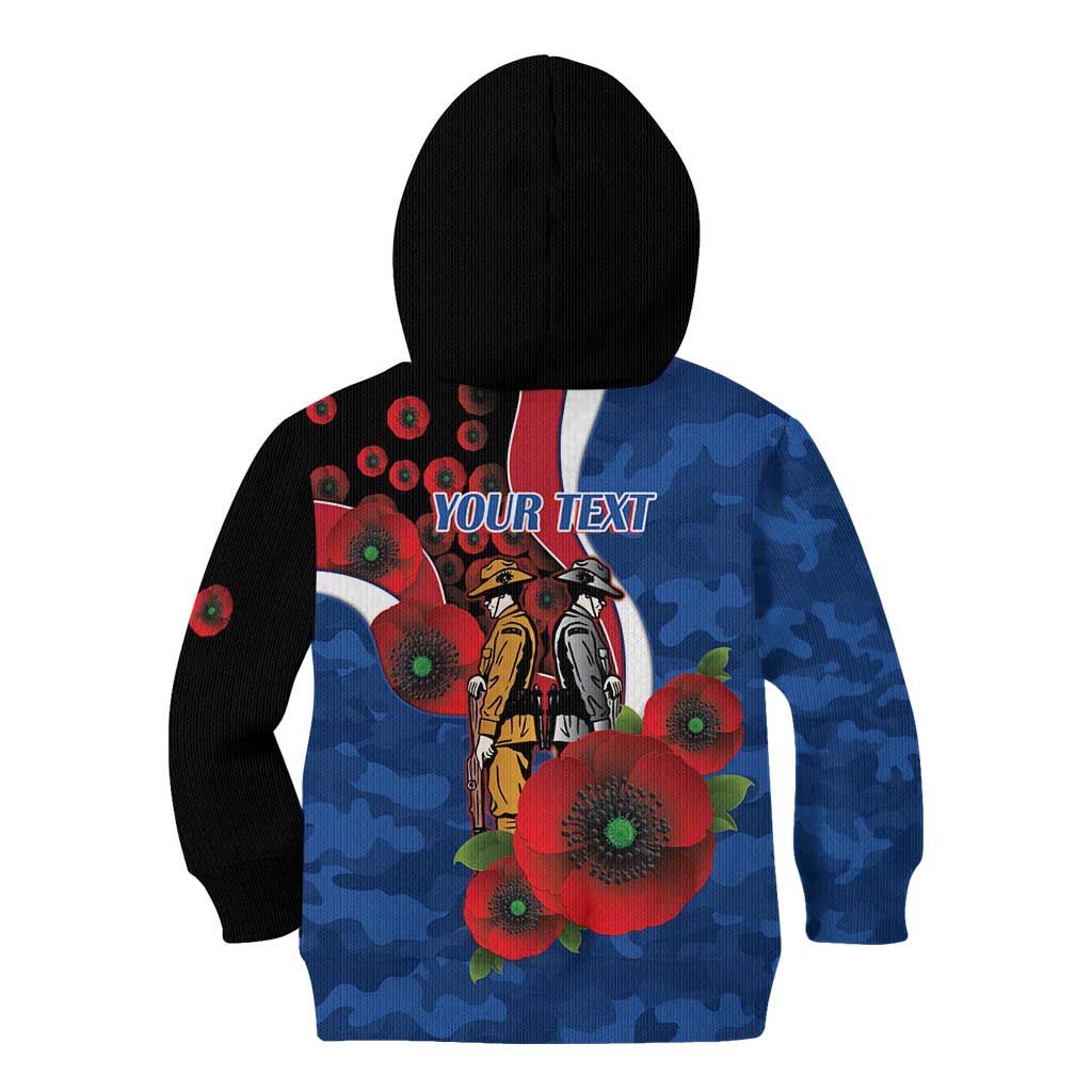 Western Bulldogs ANZAC Personalised Kid Hoodie Lest We Forget Poppy Camo