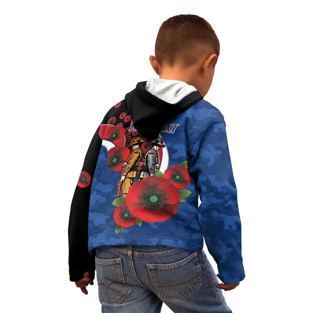 Western Bulldogs ANZAC Personalised Kid Hoodie Lest We Forget Poppy Camo