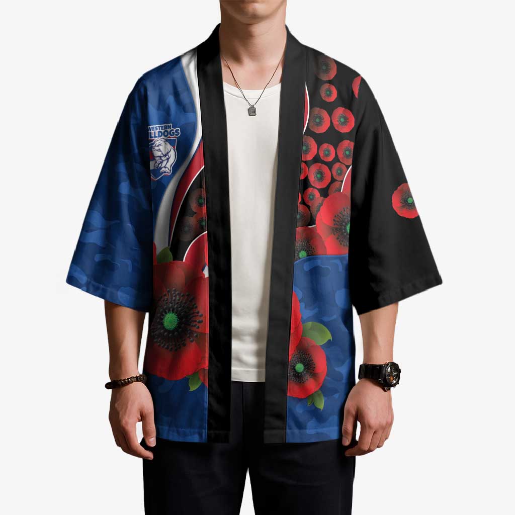 Western Bulldogs ANZAC Personalised Kimono Lest We Forget Poppy Camo