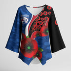 Western Bulldogs ANZAC Personalised Kimono Sleeve Blouse Lest We Forget Poppy Camo