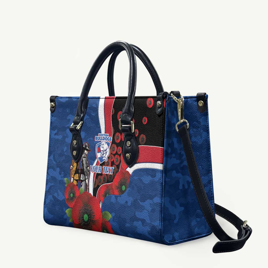 Western Bulldogs ANZAC Personalised Leather Bag Lest We Forget Poppy Camo