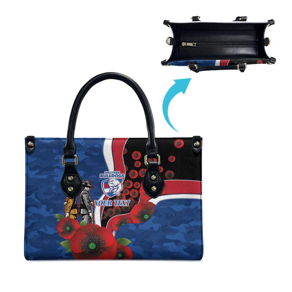 Western Bulldogs ANZAC Personalised Leather Bag Lest We Forget Poppy Camo