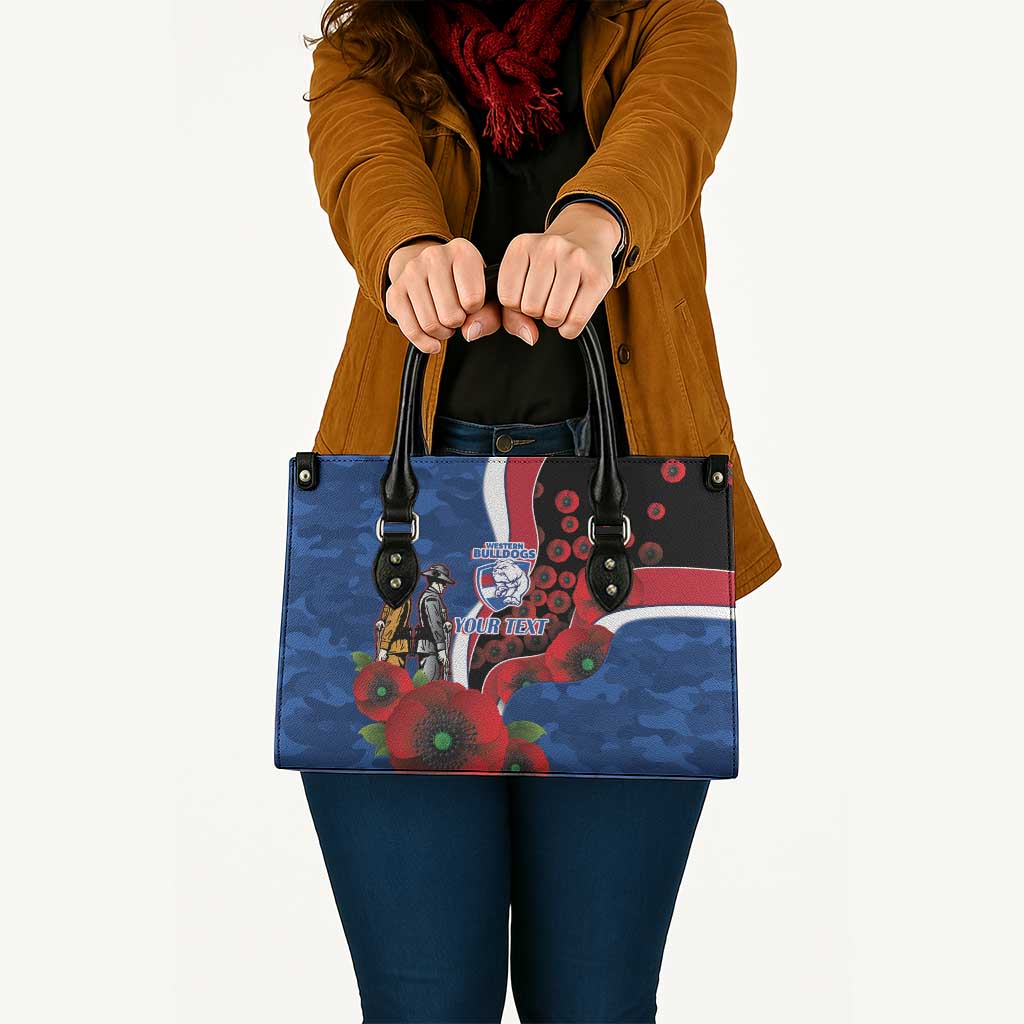 Western Bulldogs ANZAC Personalised Leather Bag Lest We Forget Poppy Camo