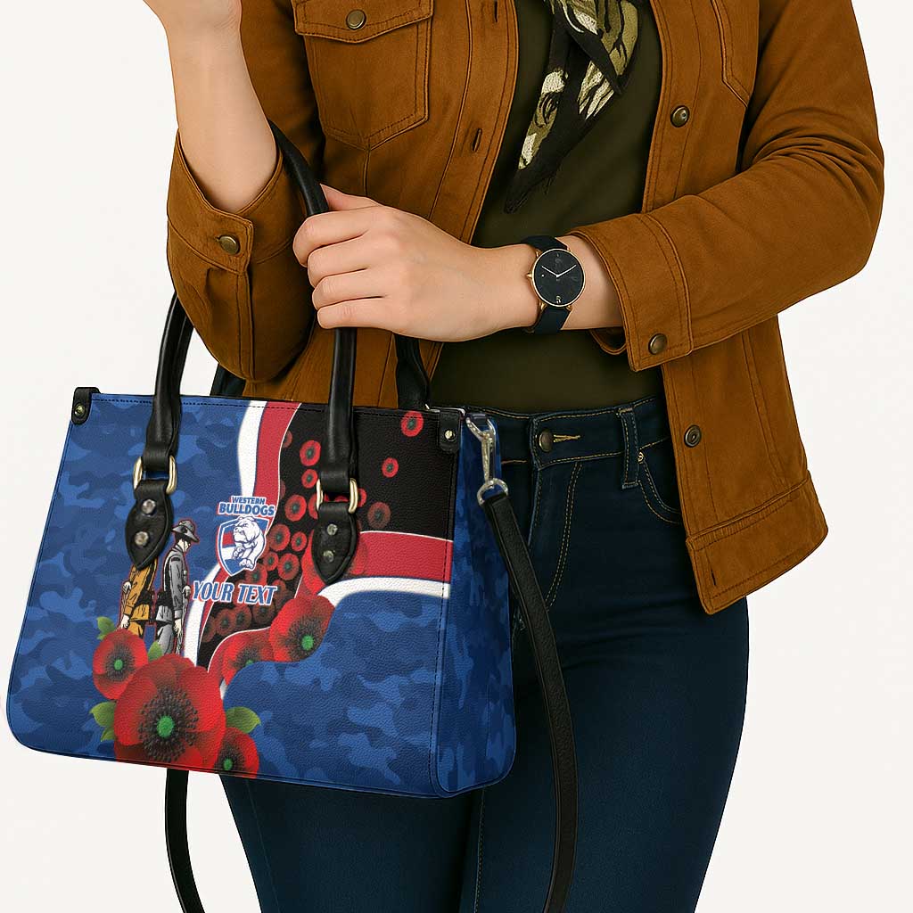 Western Bulldogs ANZAC Personalised Leather Bag Lest We Forget Poppy Camo