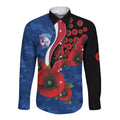 Western Bulldogs ANZAC Personalised Long Sleeve Button Shirt Lest We Forget Poppy Camo