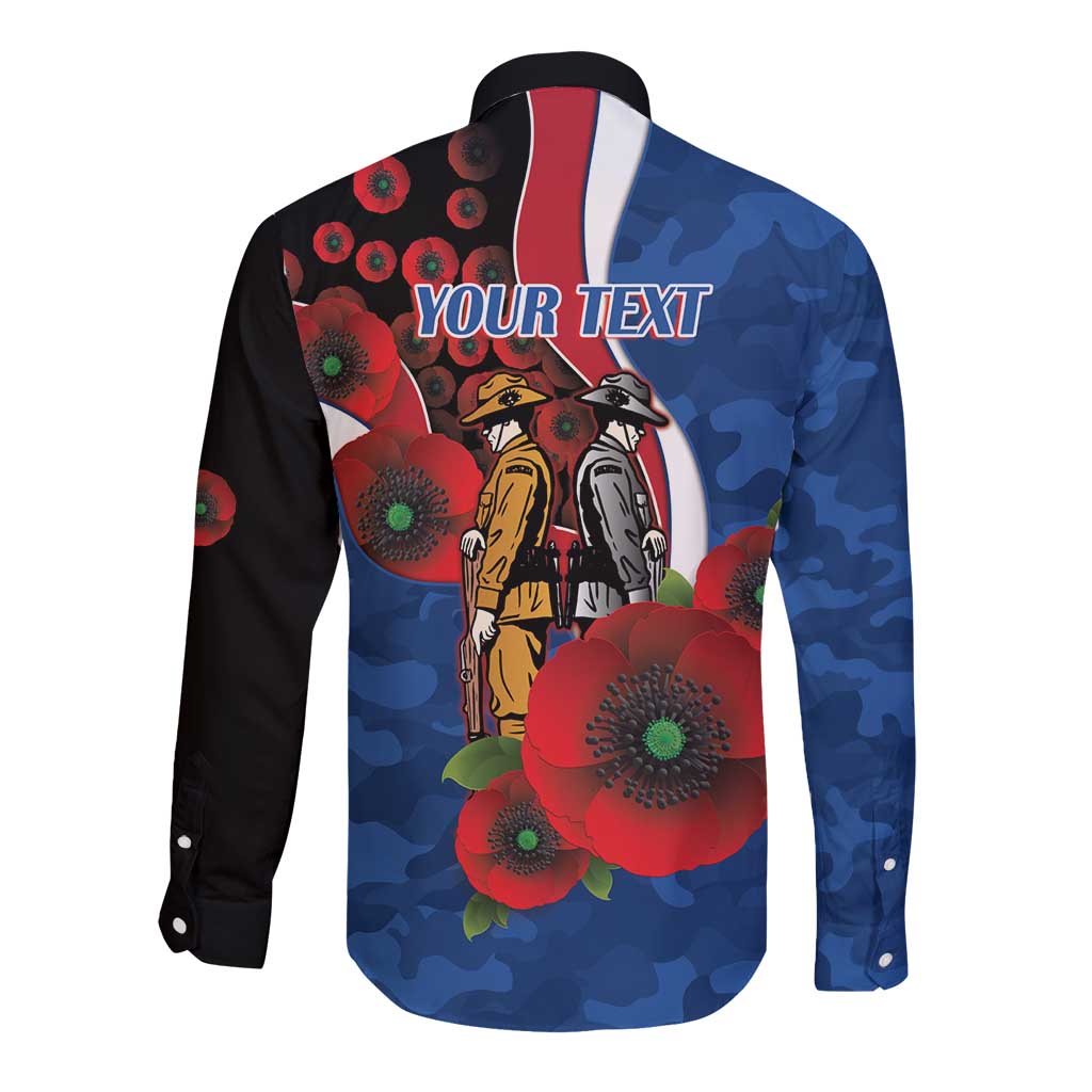Western Bulldogs ANZAC Personalised Long Sleeve Button Shirt Lest We Forget Poppy Camo