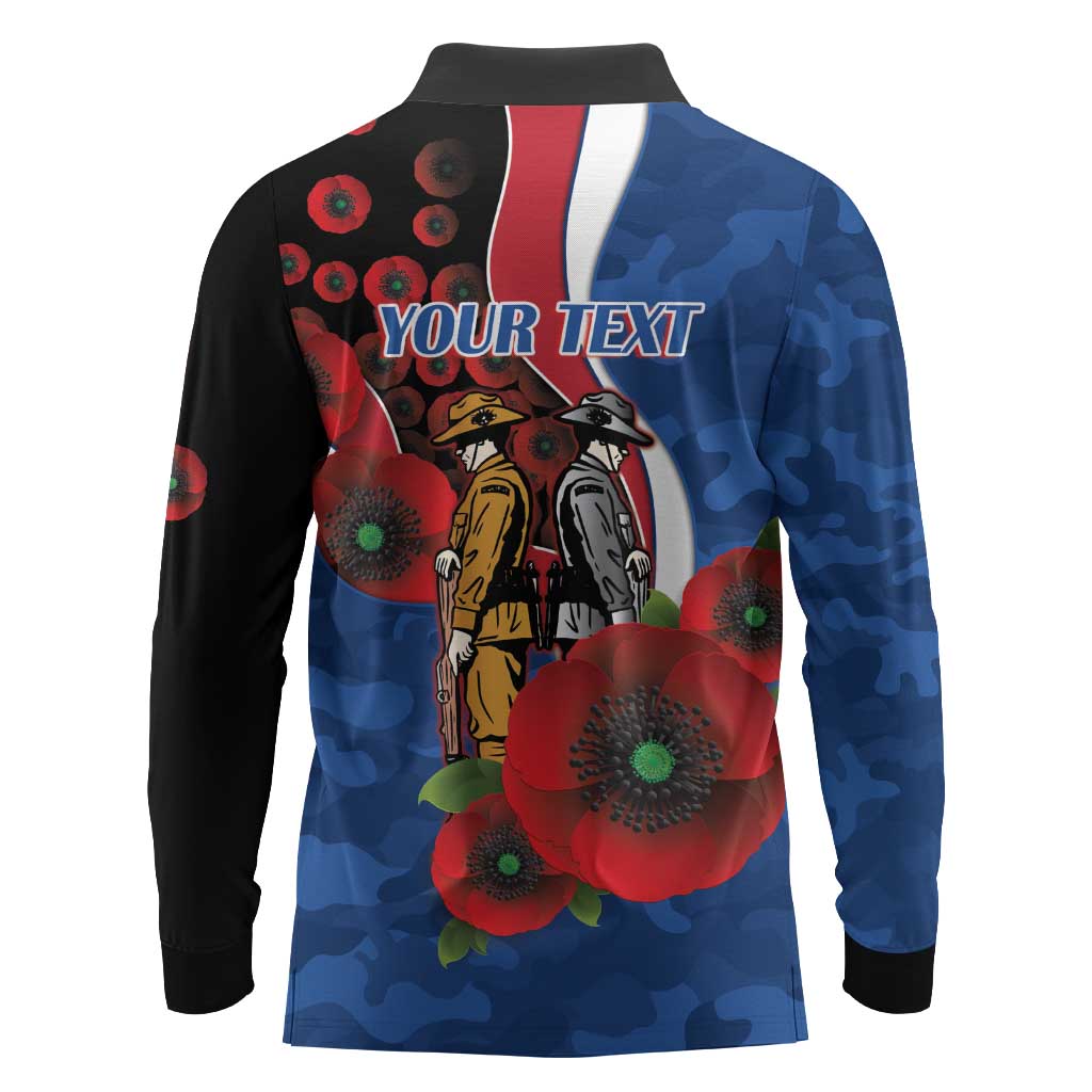Western Bulldogs ANZAC Personalised Long Sleeve Polo Shirt Lest We Forget Poppy Camo