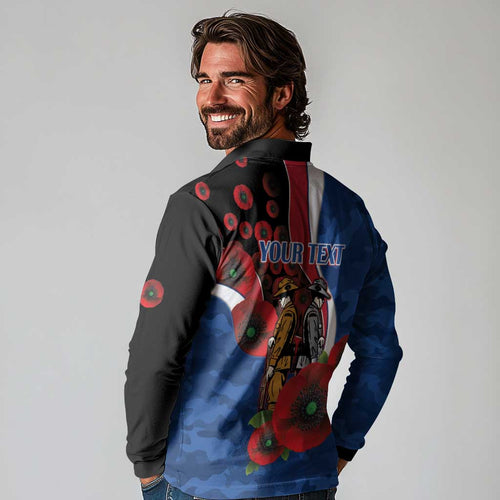 Western Bulldogs ANZAC Personalised Long Sleeve Polo Shirt Lest We Forget Poppy Camo