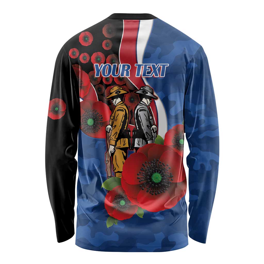 Western Bulldogs ANZAC Personalised Long Sleeve Shirt Lest We Forget Poppy Camo