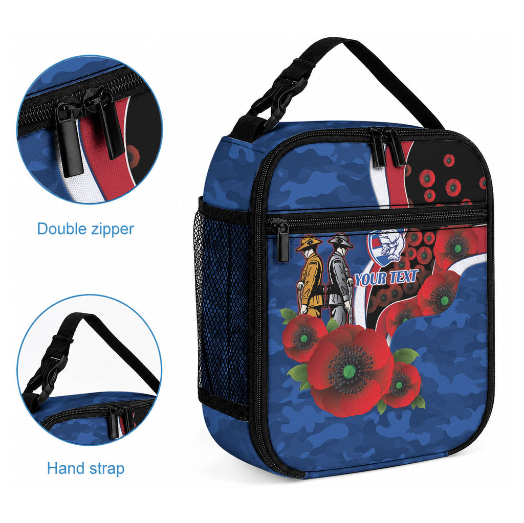 Western Bulldogs ANZAC Personalised Lunch Bag Lest We Forget Poppy Camo