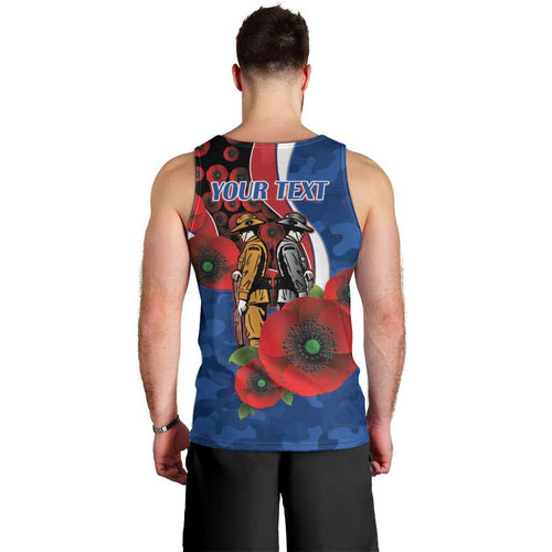 Western Bulldogs ANZAC Personalised Men Tank Top Lest We Forget Poppy Camo