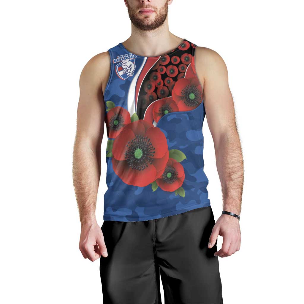 Western Bulldogs ANZAC Personalised Men Tank Top Lest We Forget Poppy Camo
