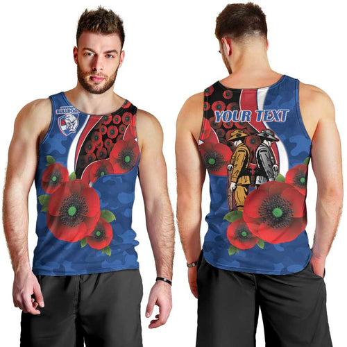 Western Bulldogs ANZAC Personalised Men Tank Top Lest We Forget Poppy Camo