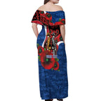 Western Bulldogs ANZAC Personalised Off Shoulder Maxi Dress Lest We Forget Poppy Camo