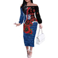 Western Bulldogs ANZAC Personalised Off The Shoulder Long Sleeve Dress Lest We Forget Poppy Camo