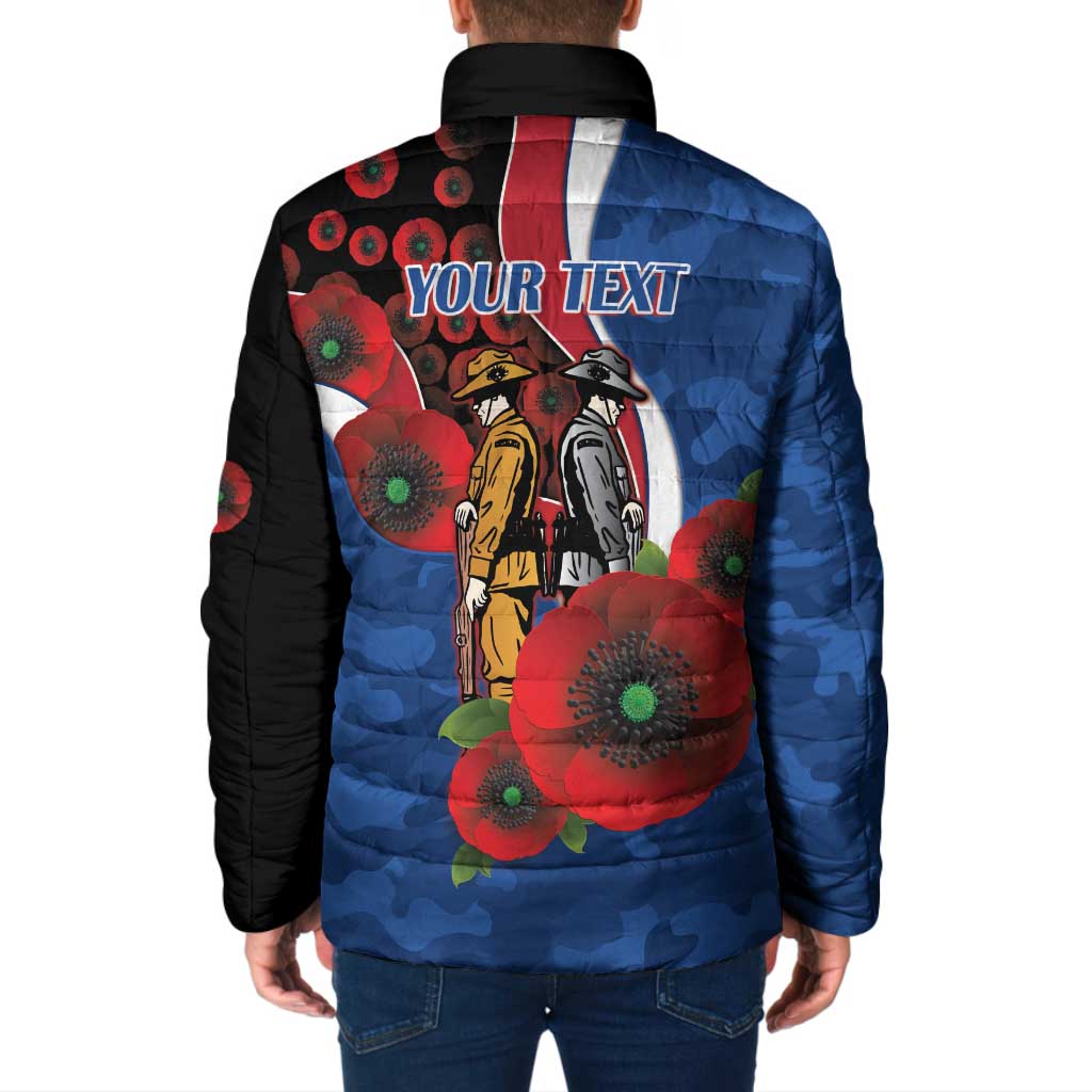 Western Bulldogs ANZAC Personalised Padded Jacket Lest We Forget Poppy Camo