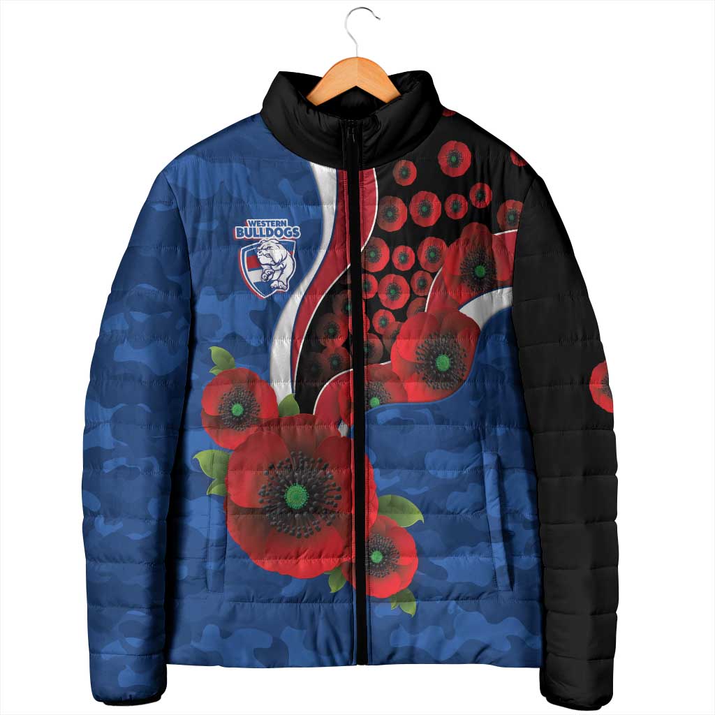 Western Bulldogs ANZAC Personalised Padded Jacket Lest We Forget Poppy Camo