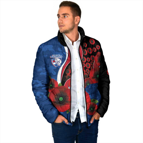 Western Bulldogs ANZAC Personalised Padded Jacket Lest We Forget Poppy Camo