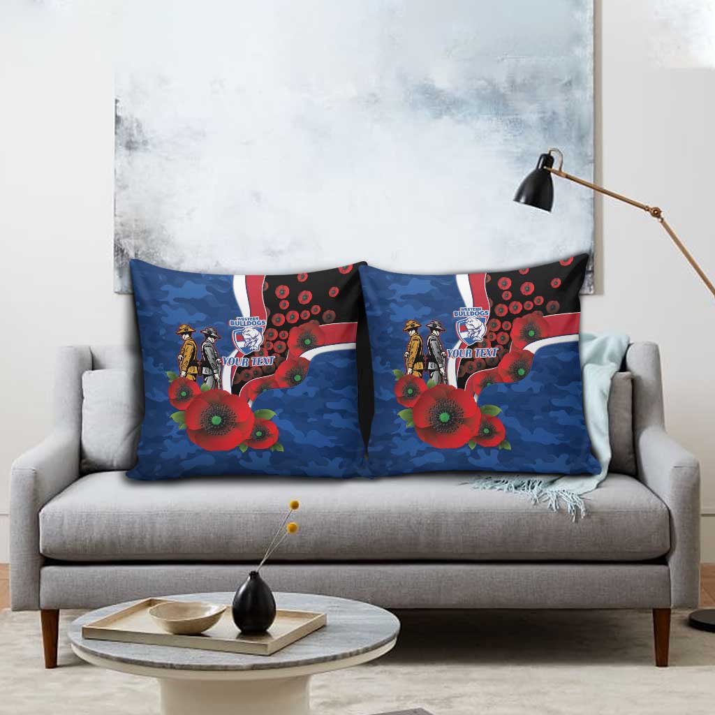 Western Bulldogs ANZAC Personalised Pillow Cover Lest We Forget Poppy Camo