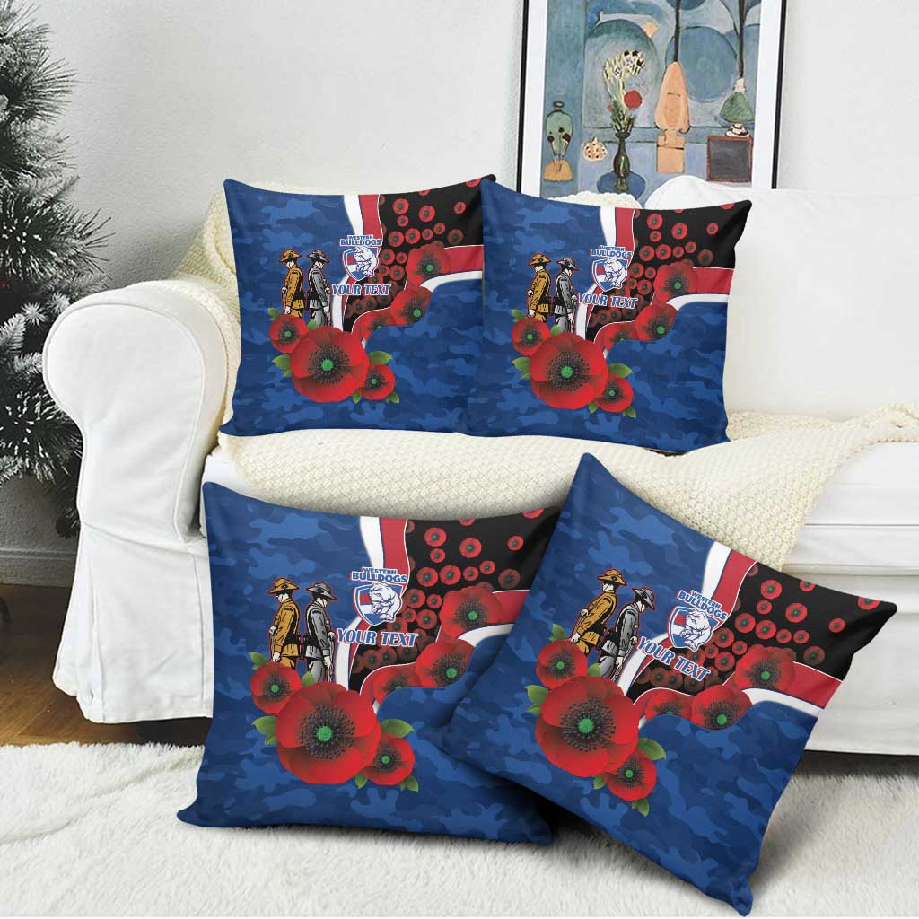 Western Bulldogs ANZAC Personalised Pillow Cover Lest We Forget Poppy Camo