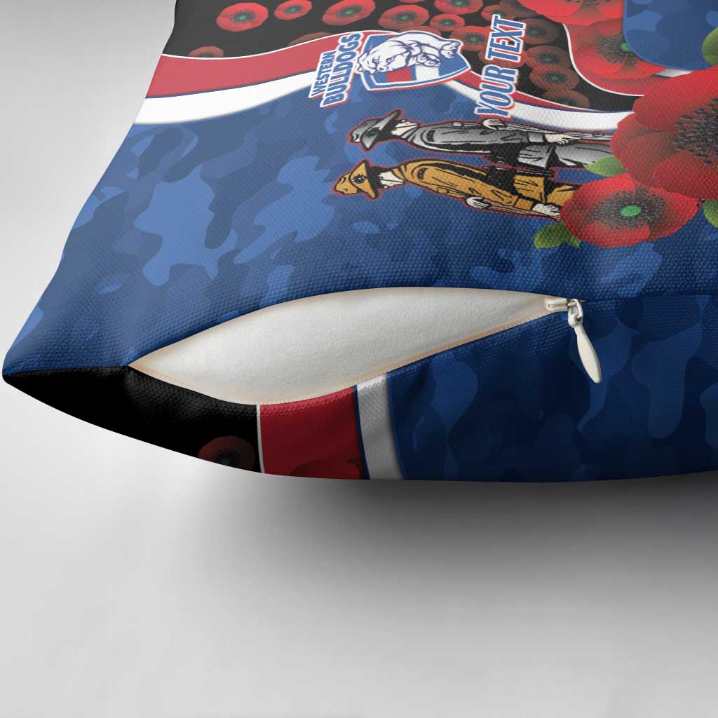 Western Bulldogs ANZAC Personalised Pillow Cover Lest We Forget Poppy Camo