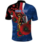 Western Bulldogs ANZAC Personalised Polo Shirt Lest We Forget Poppy Camo