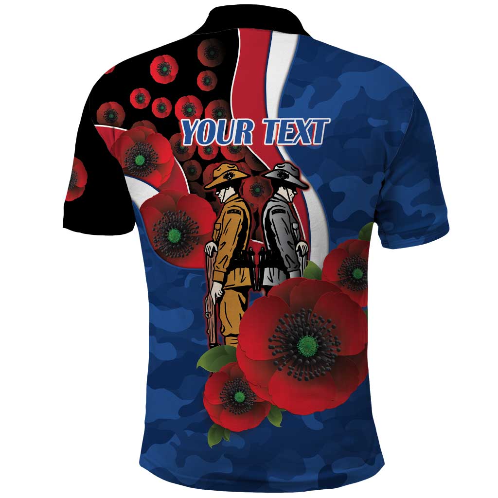 Western Bulldogs ANZAC Personalised Polo Shirt Lest We Forget Poppy Camo