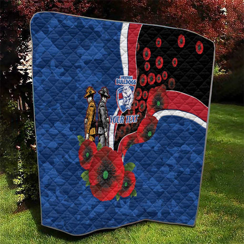 Western Bulldogs ANZAC Personalised Quilt Lest We Forget Poppy Camo