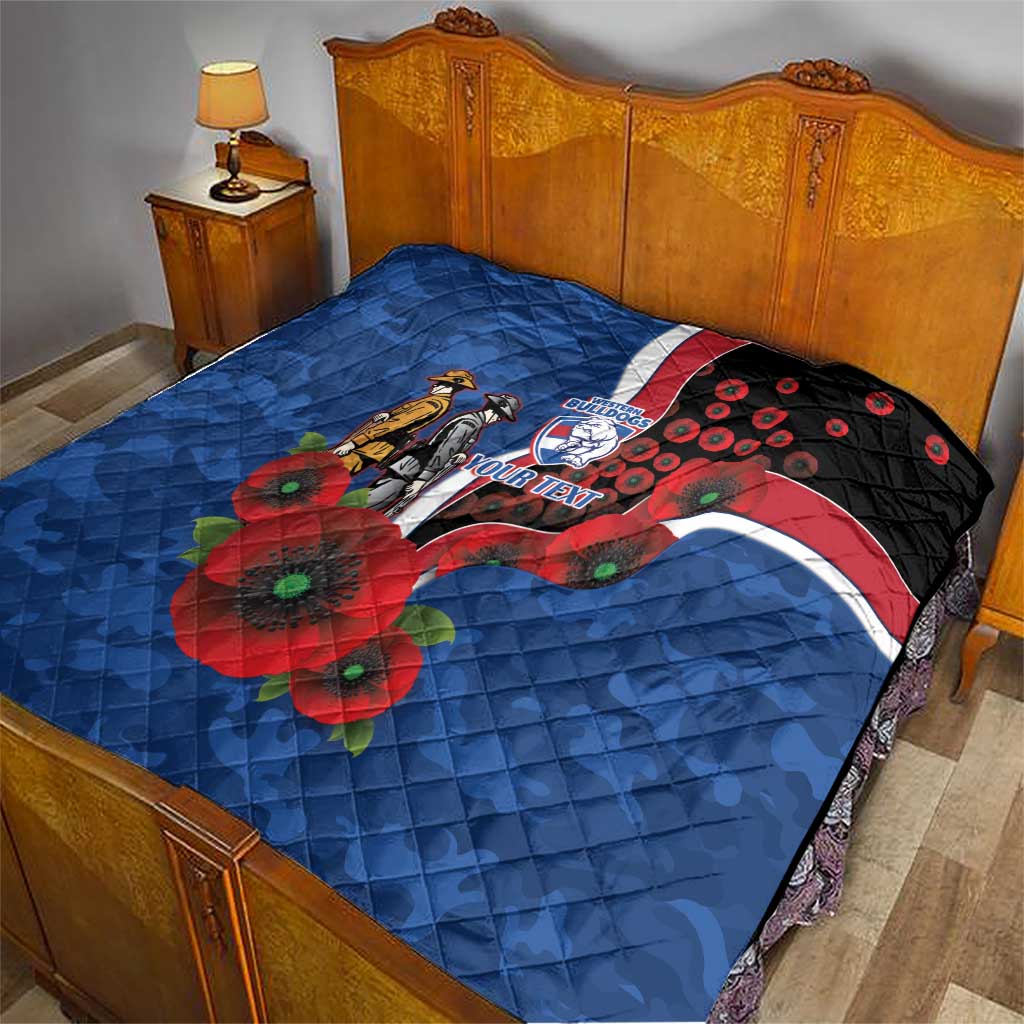 Western Bulldogs ANZAC Personalised Quilt Lest We Forget Poppy Camo