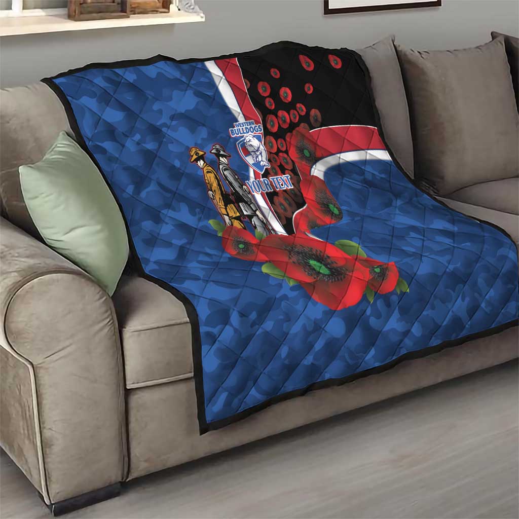 Western Bulldogs ANZAC Personalised Quilt Lest We Forget Poppy Camo