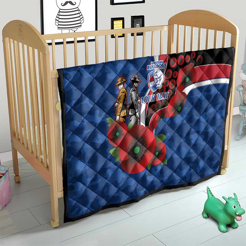 Western Bulldogs ANZAC Personalised Quilt Lest We Forget Poppy Camo