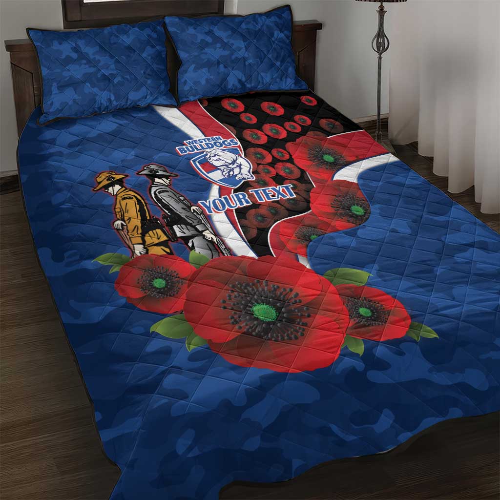 Western Bulldogs ANZAC Personalised Quilt Bed Set Lest We Forget Poppy Camo