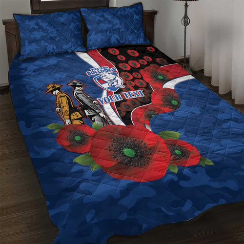 Western Bulldogs ANZAC Personalised Quilt Bed Set Lest We Forget Poppy Camo